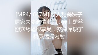 [MP4/ 647M] 新人甜美妹子居家夫妻激情啪啪，穿上黑丝掰穴舔逼很享受，交舔屌硬了骑乘猛操内射